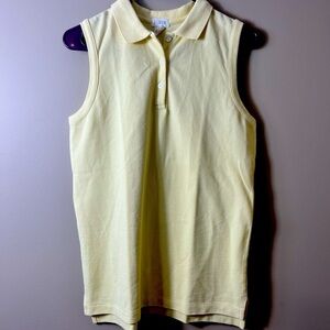 J. Crew Yellow Cotton Sleeveless Polo Top Medium Preppy Golf Resortwear Travel